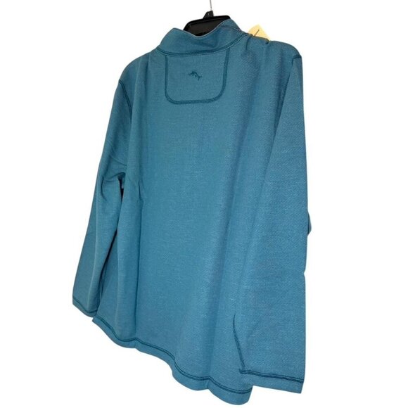 Tommy Bahama Men Blue Quarter Zip Knit Reversible Pullover Sweatshirt Sz L New - Picture 7 of 11